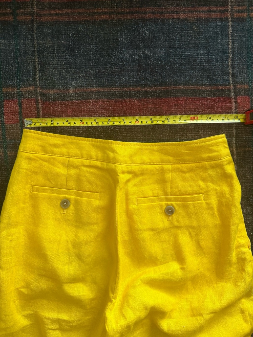 Yellow Linen Pleated Pants - Picture 5 of 9